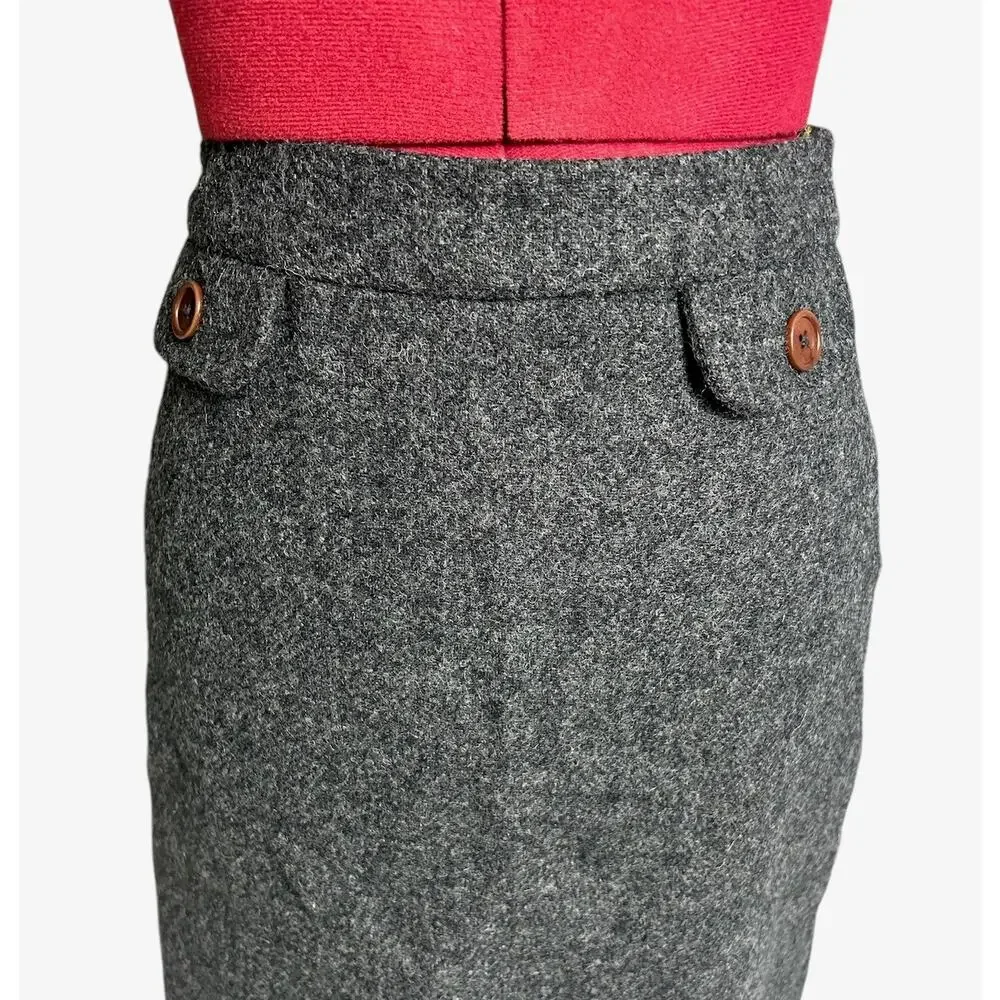 Boden Women’s Size 10‎ L 100% Wool Grey Fully Lined Knee Length Academia Skirt